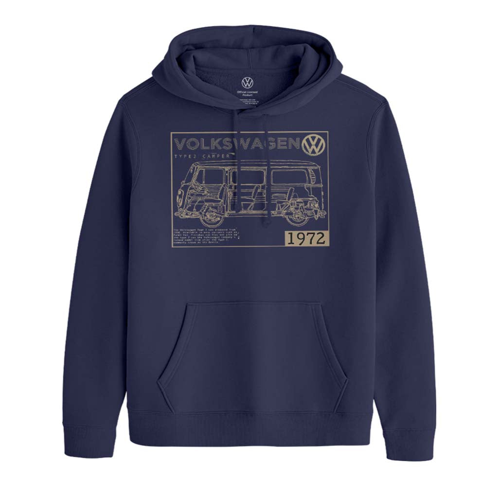 Volkswagen Type 2 Camper Plans Light Text Men's Hooded product image 1