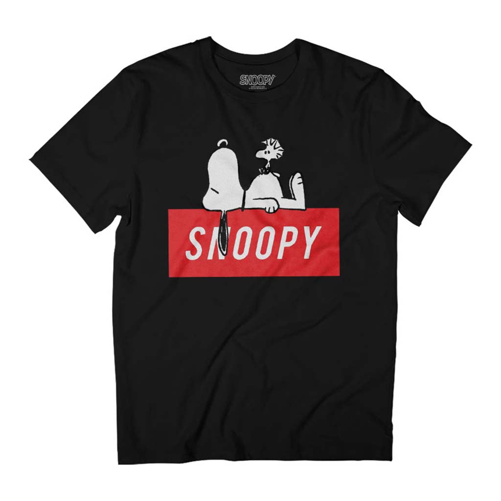 Peanuts Red Block Text Women's Relaxed Fit T-Shirt product image 1