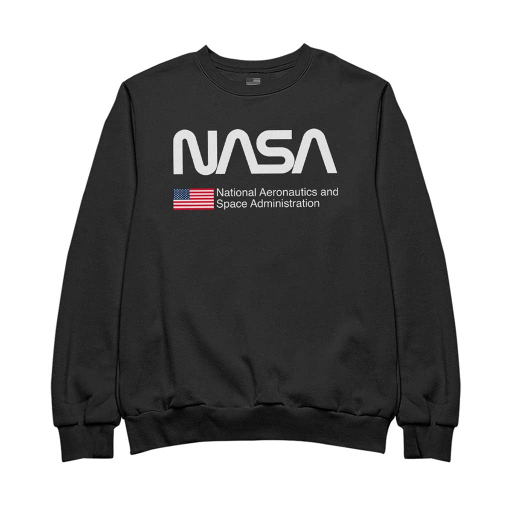 NASA Classic Worm Text Logo US Flag Men's Sweatshirt product image 1