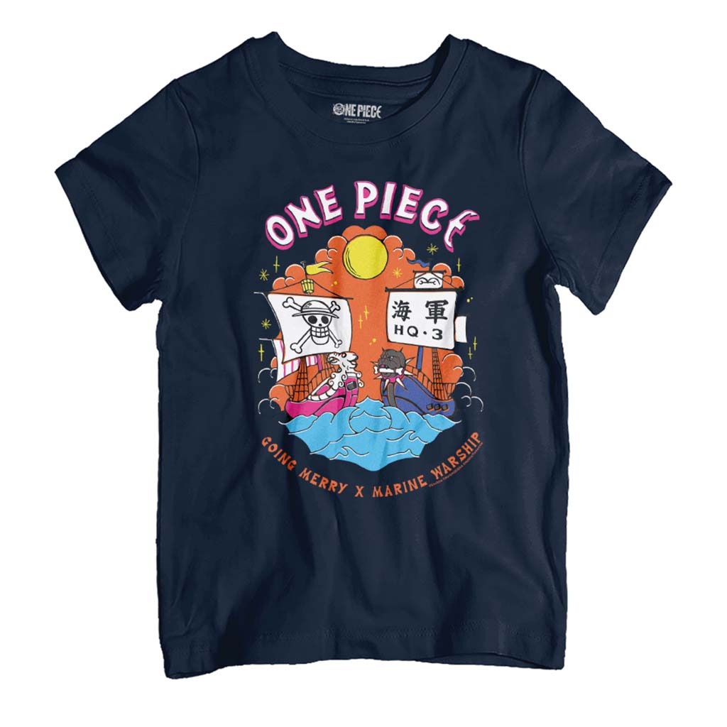 One Piece Going Merry X Marine Warship Straw Hat Pirates Kid's T-Shirt