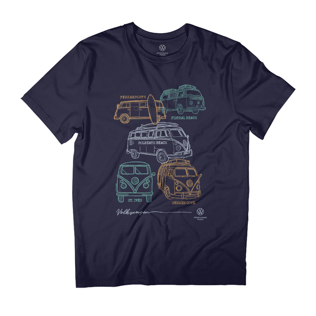 Volkswagen Campervans British Surfing Beaches Men's T-Shirt product image 1
