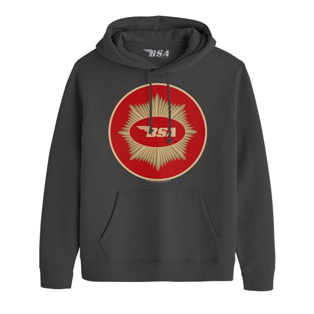 BSA Motorcycle Red Sun Flare Logo Men's Hooded Sweatshirt product image 1