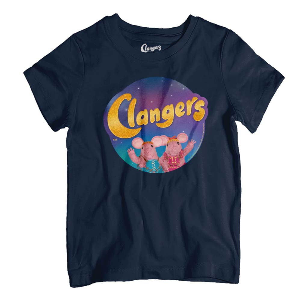 Clangers Waving Circle Logo Retro Kid's T-Shirt product image 1