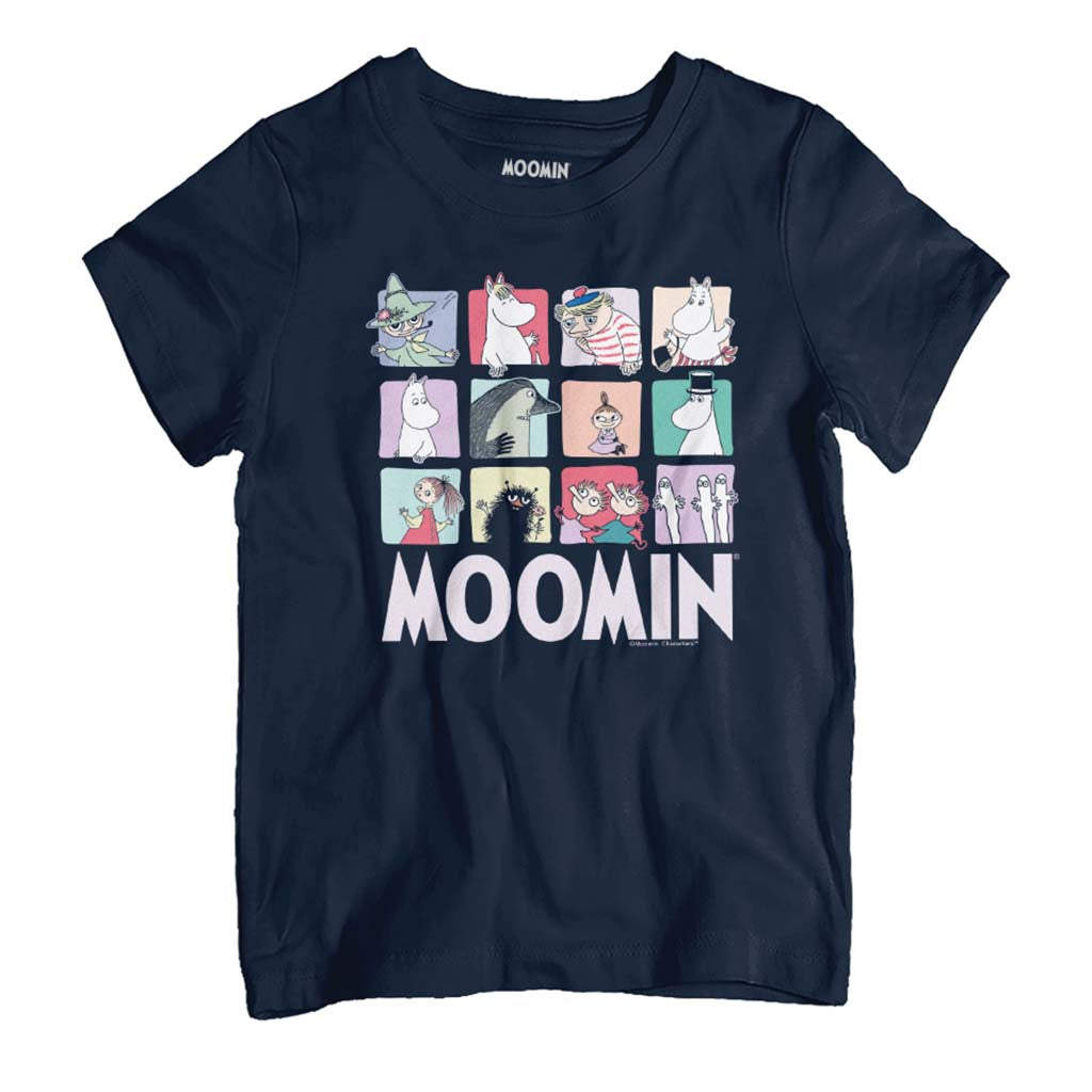 Moomin Group Character Blocks Dark Kid's T-Shirt product image 1