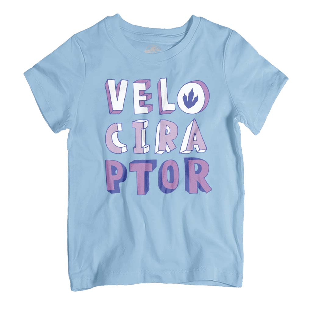 Jurassic Park Velociraptor Purple Text Kid's T-Shirt product image 1